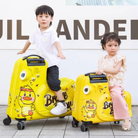 20/24 Inches Children Scooter Suitcase Cartoon Sit and Ride Luggage with 360° Wheels Seat Belt Cabin Suitcase for Boy Girl