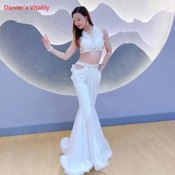 Soutien-gorge et jupe à pampilles cloutés de diamants imbibés de danse du ventre, ensemble de performance haut de gamme, vêtements de compétition professionnels personnalisés pour adultes et enfants