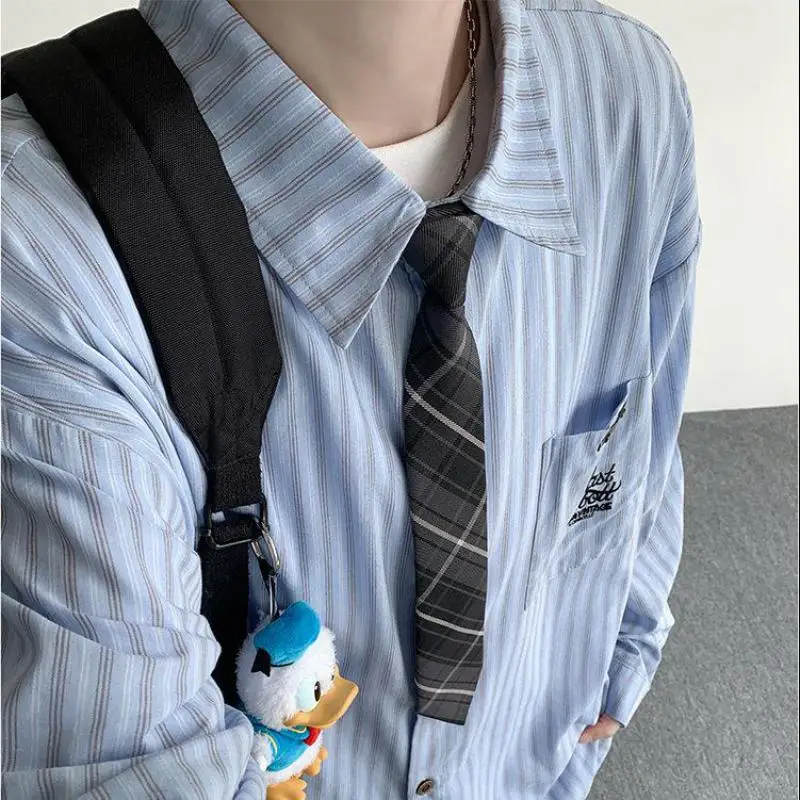 M-XXXXXL Single Breasted Striped Shirt with Chest Pocket Plus Size Long Sleeve Collared Blouse Men's Breathable Casual Office