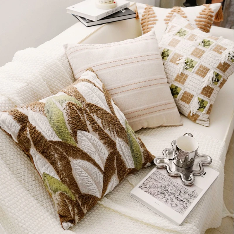 Green Throw Pillow Cover 30x50/45X45CM Nordic Minimalism Stamping Waist Cushion Cover Decor Home Decorative Pillowcase