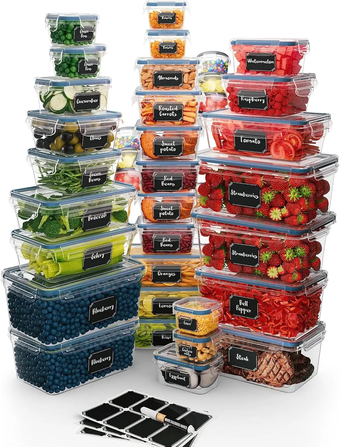 

72 Piece Airtight Food Storage Containers with Lids, 36 Containers and Lids, Stackable Kitchen and Pantry Canisters for Meal