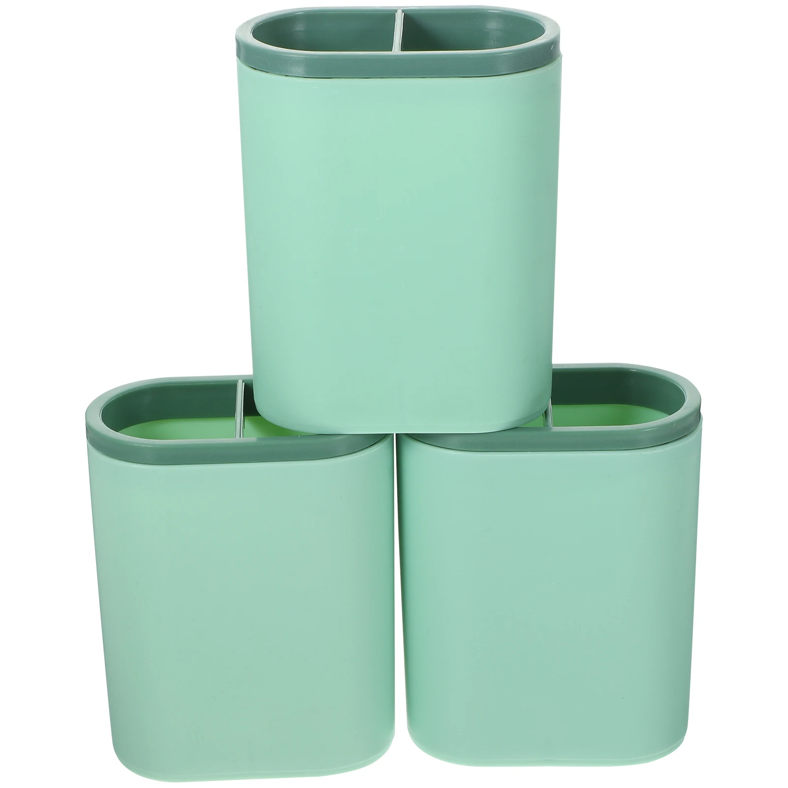 

3 Pcs Shallow Green Pen Holder Stationery ganizer Desk Accessories Sturdy Non Slip Easy Clean Large Capacity Office School