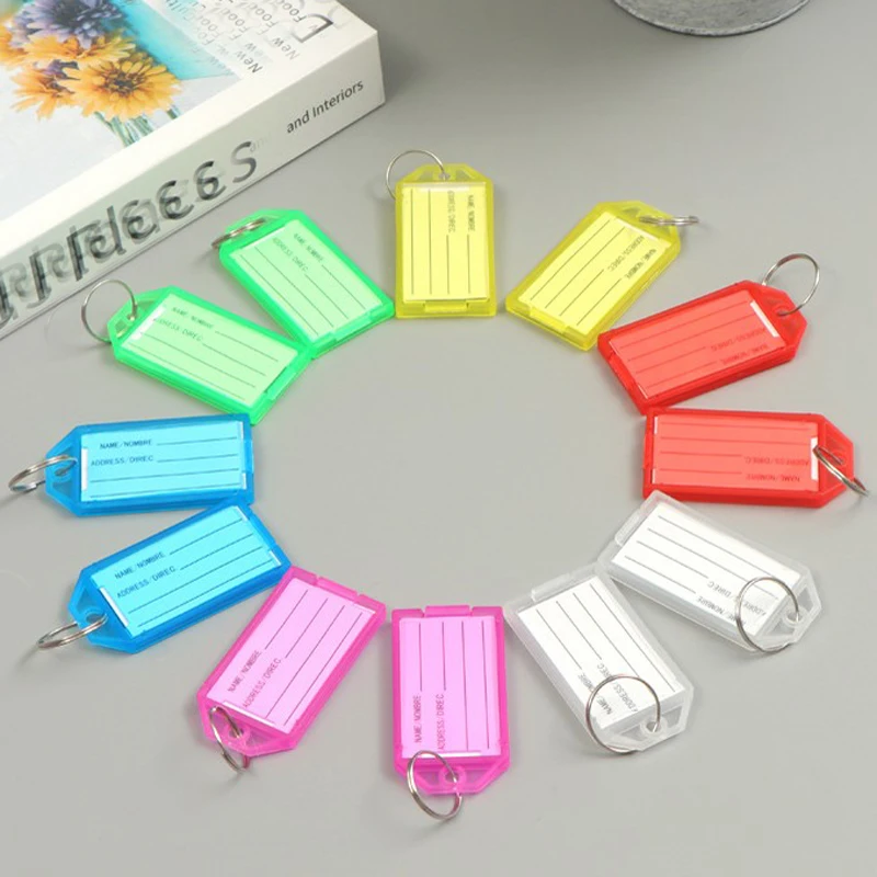 46pcs Keychain Key ID Label Tags Card Holders Car Name Number Plastic Keyring Men Women Key Chain Business Credit Card Holder