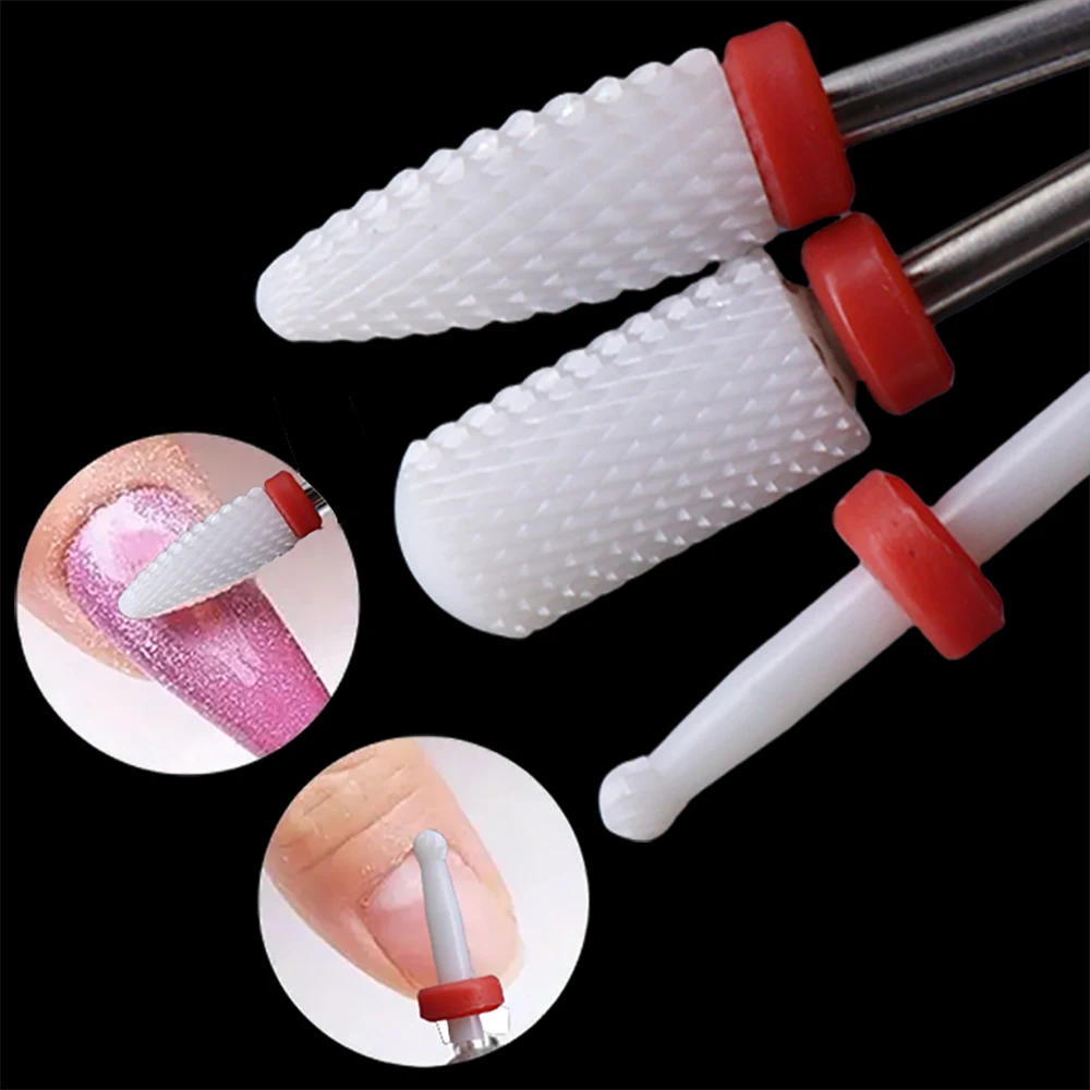

3pcs Ceramic Nail Drill Bits Set, 3/32'' (2.35mm) Drill Bit for Electric Manicure Pedicure Nail Drill Machine Efile Cuticle Remo