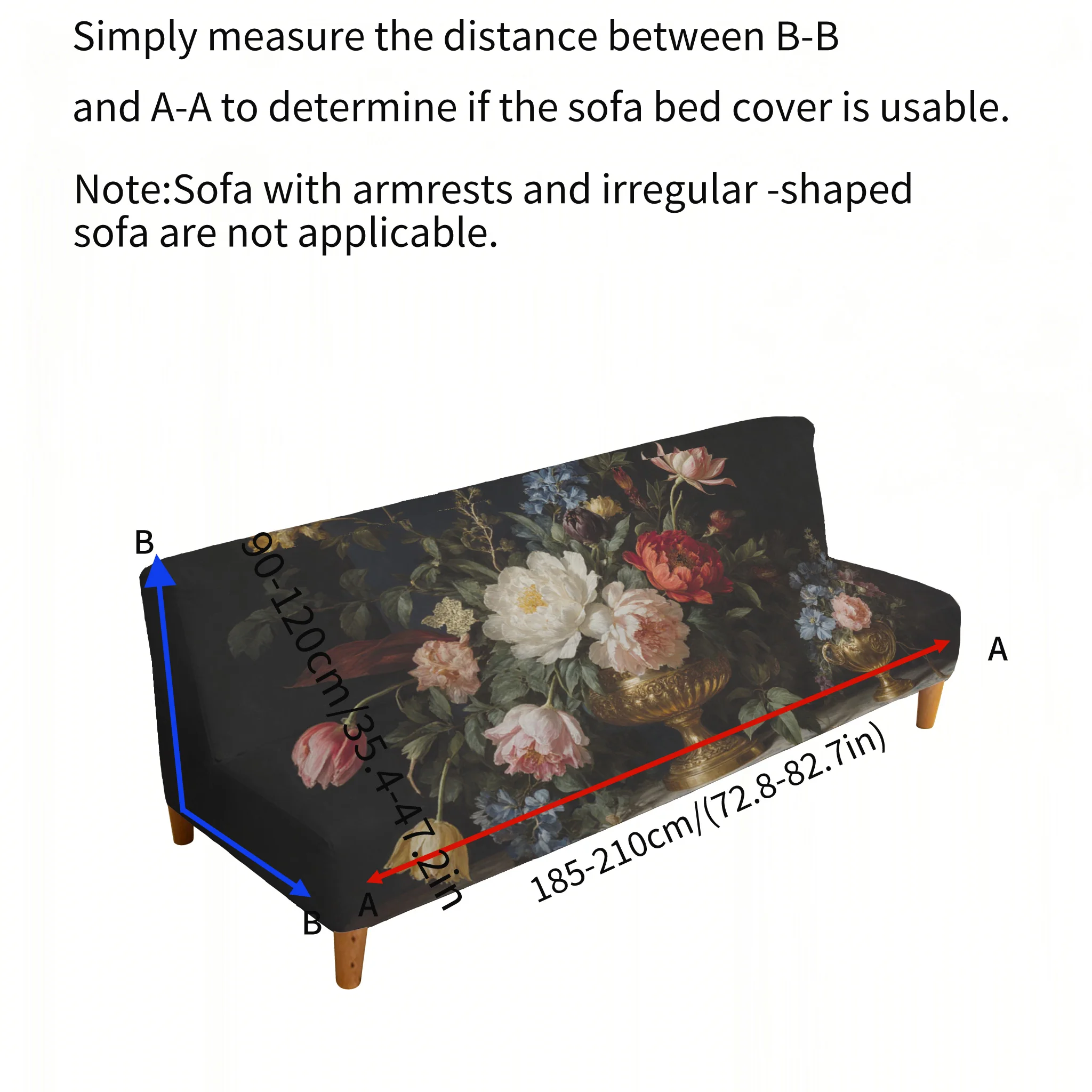 Vase floral printing elastic sofa bed cover, living room sofa bed cover, dustproof machine washable sofa bed cover