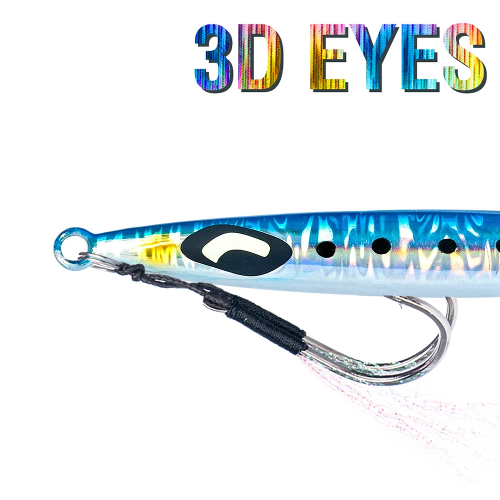 1 Stück Metall-Jig-Angelköder 30g-90g Leuchtender Halbmond-Augenköder Künstlicher Hartköder für Tenggiri Barracuda Meeresfischerei – Detail 7