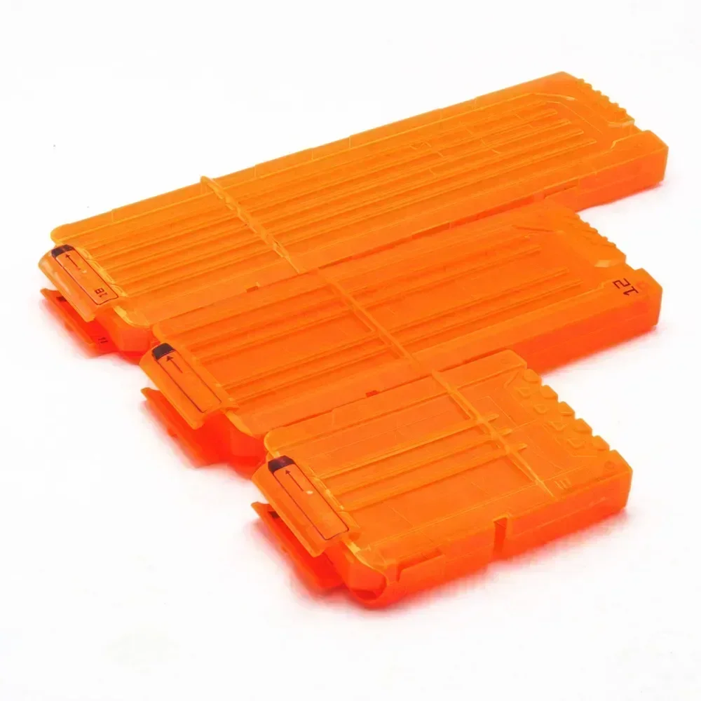 Transparent Orange Universal Reload Clip 6 /12 /18 Rounds for Magazine Darts Soft Bullet Toy Gun Accessories