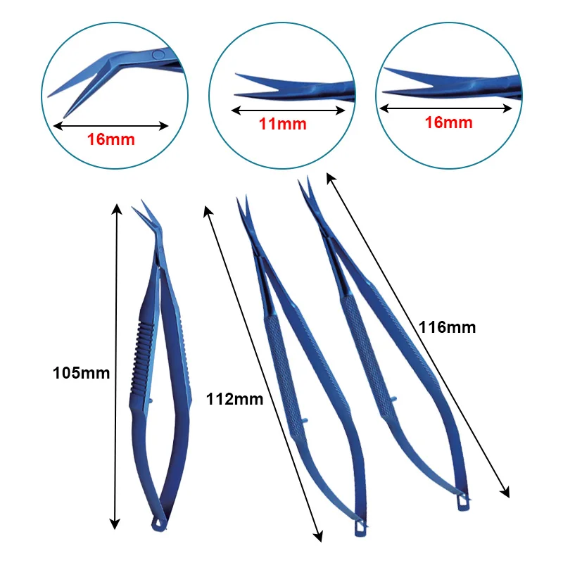 

Castroviejo Corneal Scissors Curved Angled Scissors Titanium Alloy Eyelid Tool Ophthalmic Instrument