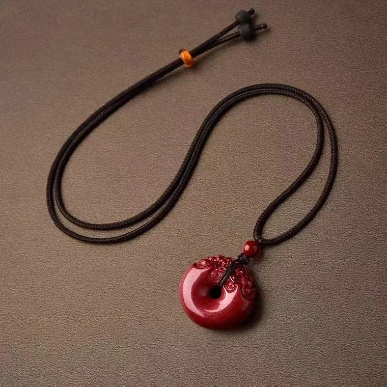Genuine Natural Vermilion Portable Pendant Accessory Auspicious Pixiu Pendant Necklace Protective Talisman for The Zodiac Year