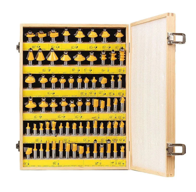 70pcs Woodworking Carbide Wood Router Bits Set With Wooden Box Packing