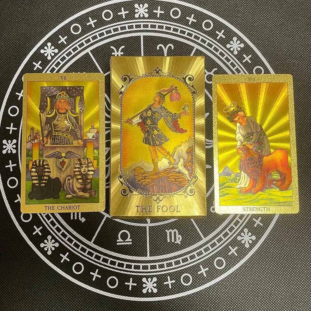 2024 new Gold Foil Tarot Cards Waterproof Whitch Divination Props Classic Catan Board Game Beginner Prophecy For Self-Learning