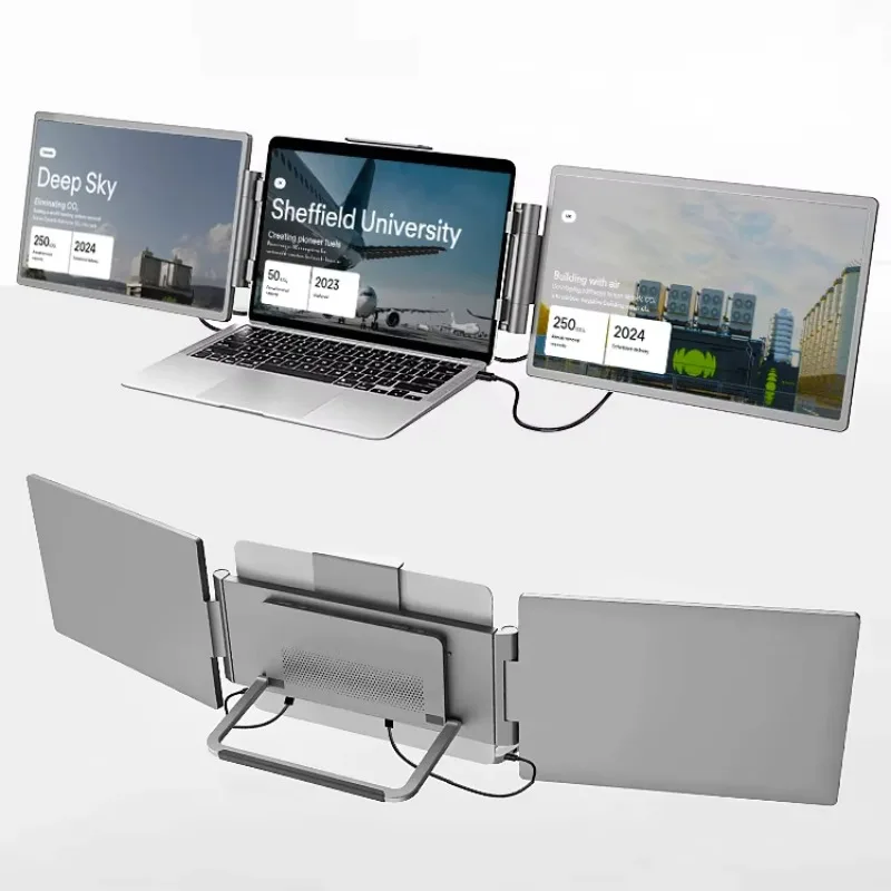 2026 SIBOLAN 14 Inch Triple Portable LPs Panel LCDMonitor 1920*1200P Dual Extender Patent Design Dual Type-c USB 3.1 Display Lap