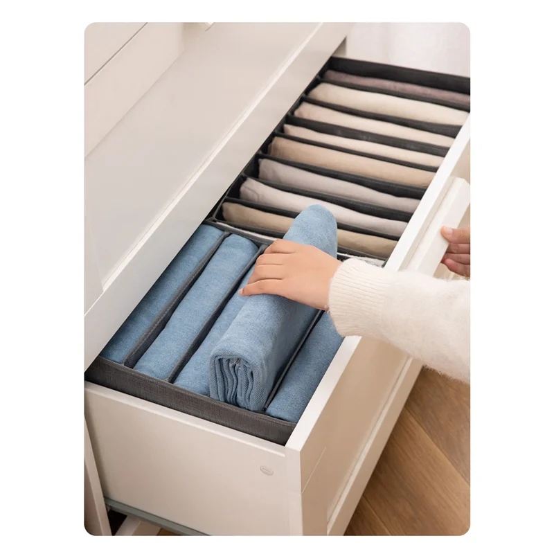 

A88Z 12Pcs Drawer Boxes For Jeans Trousers T-Shirt Storage Boxes Organiser Cupboard Wardrobe Drawers Organiser 7 Grids S