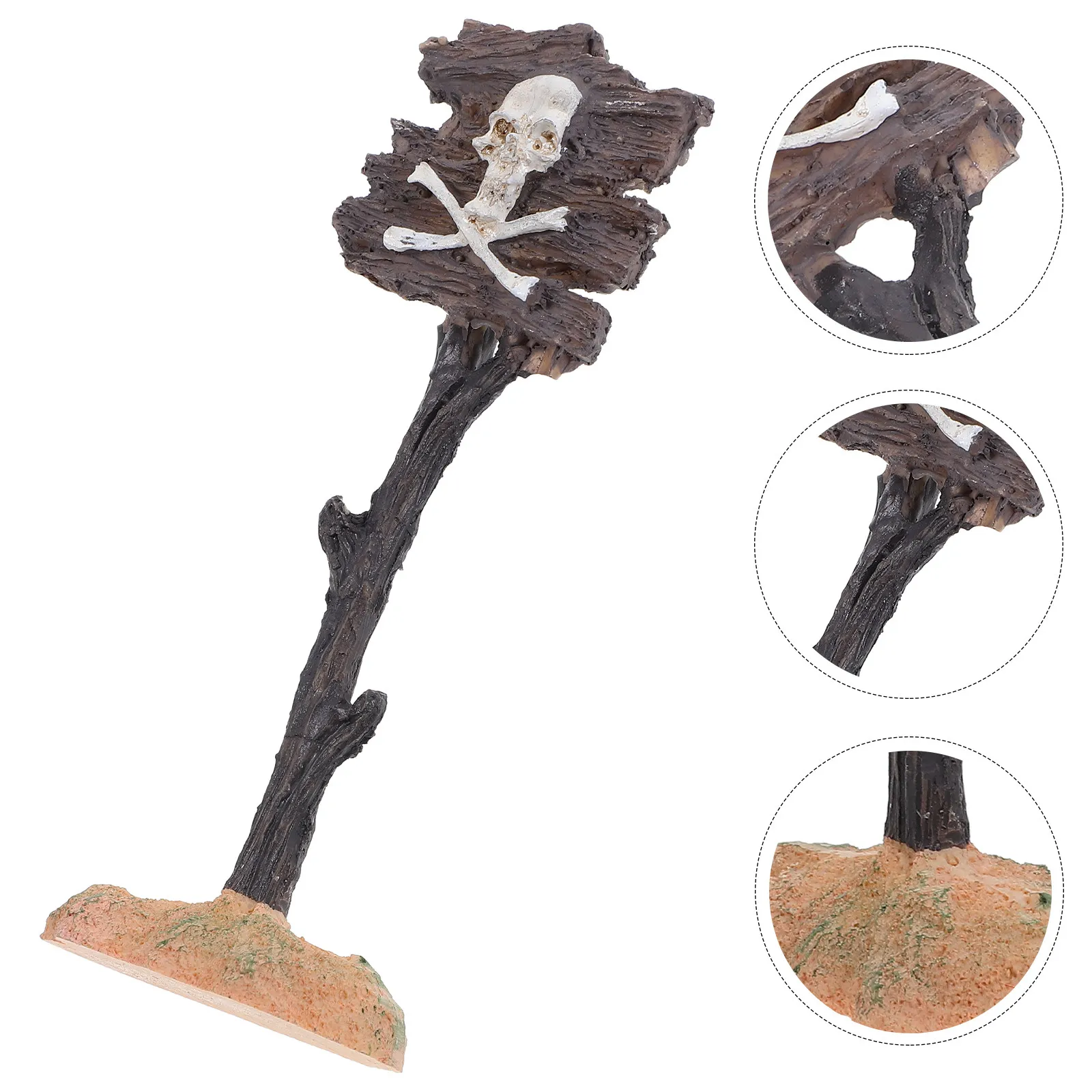 Fish Tank Skull Warning Sign Resin Ornament Aquarium Landscape Decoration Resin Warning Sign Aquarium Decoration