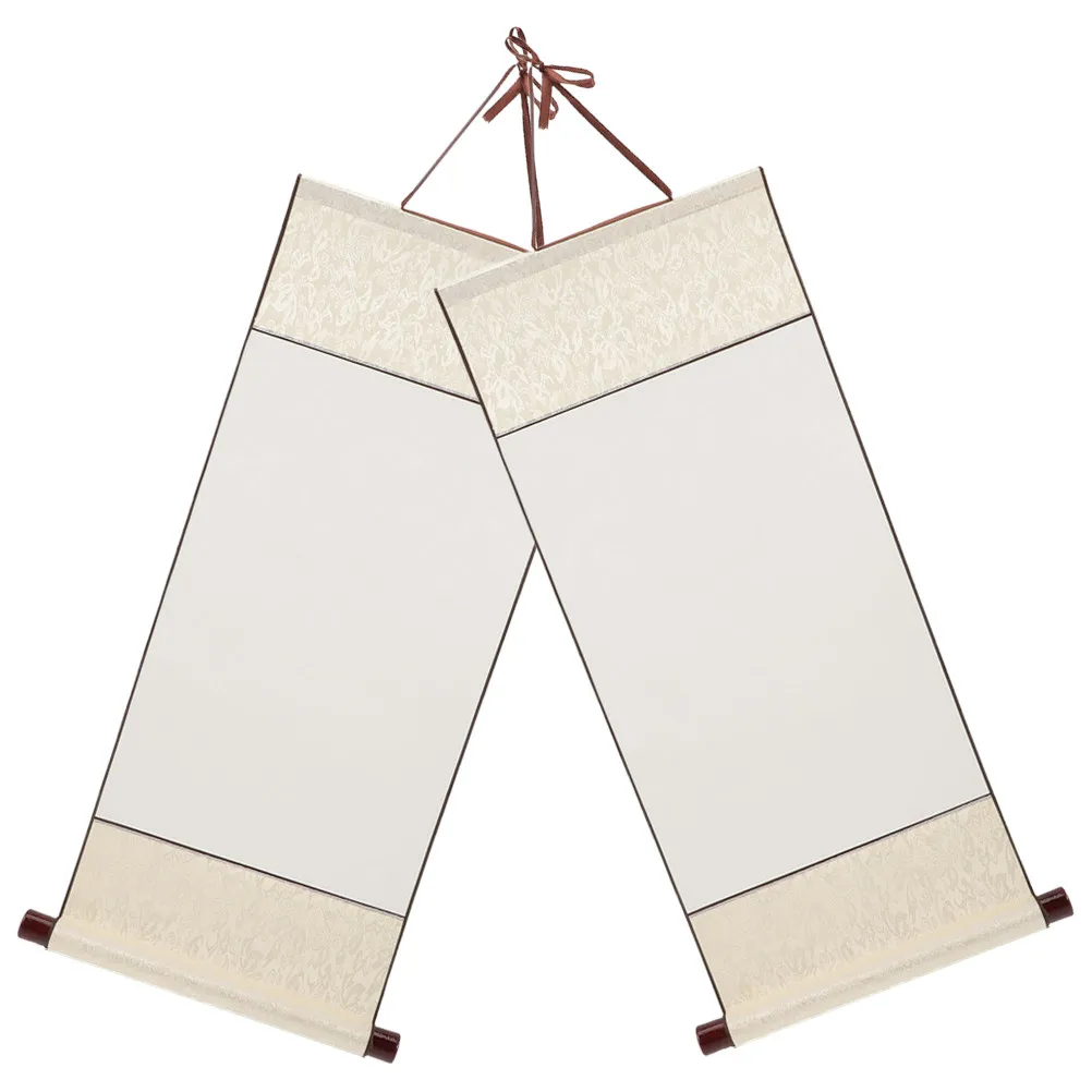 

2 шт. пустых подвесных свитков для каллиграфии, гладкая прочная поверхность, средняя впитываемость воды, идеально подходят для начинающих, для китайской живописи