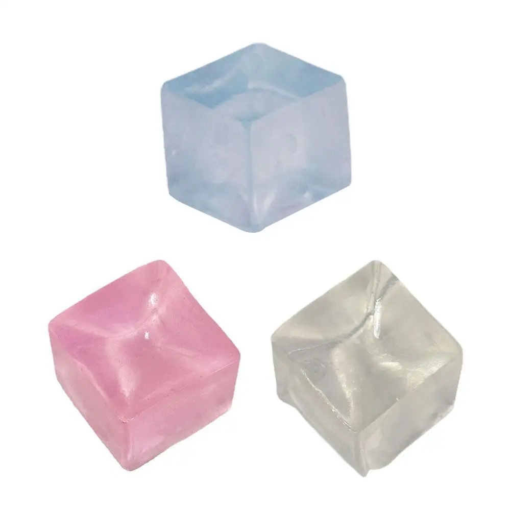 Mini cubo de gelo brinquedos mole liberar estresse transparente pequeno bloco de gelo pitada espremendo cubo de gelo quadrado descompressão ventilação brinquedo