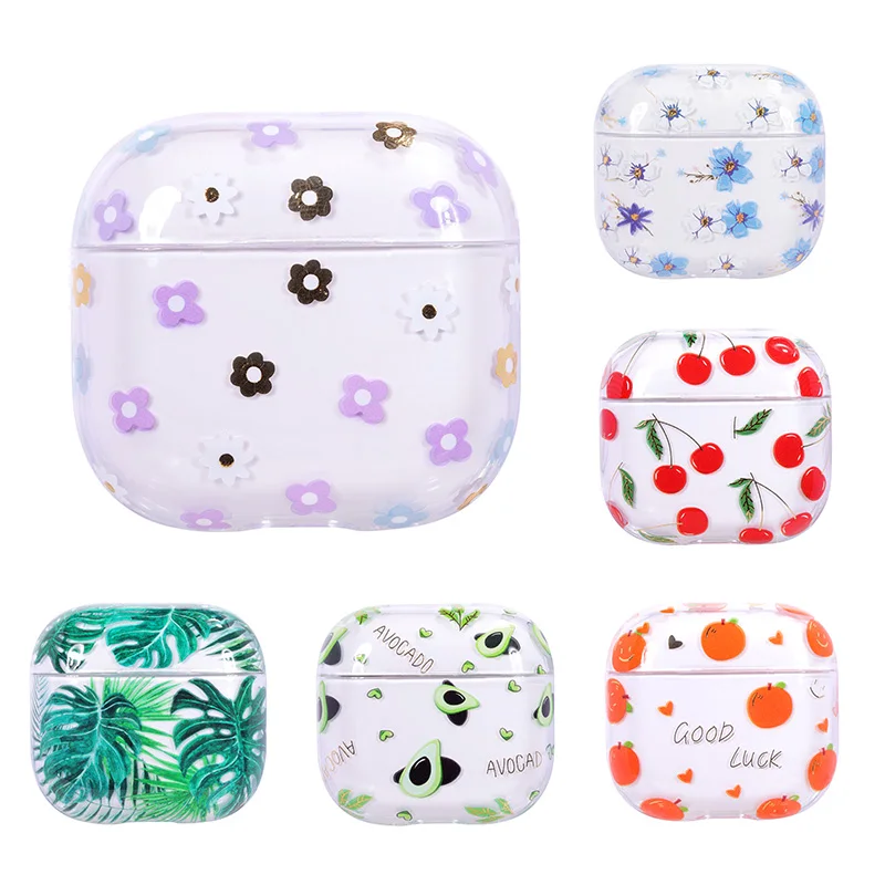 Transparent Protective Case For Airpods 4 Fashion Earphone Case Cover For Airpods Pro 3 Flower Pattern Shockproof Bumper Funda