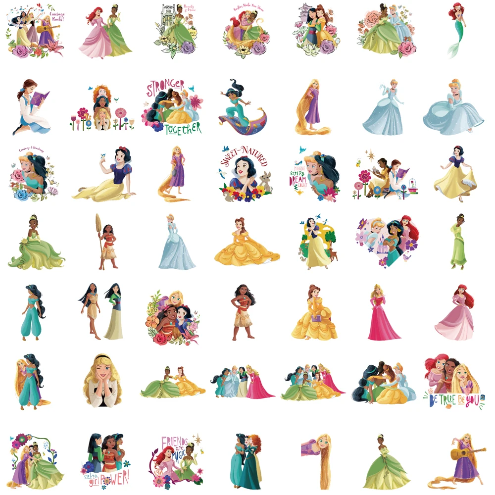 50 قطعة ملصق أميرات ديزني جرافيتي حقيبة الأمتعة سكرابوكينغ دراجة سكيت كمبيوتر محمول سيارة ملصقات بار مقاومة للماء