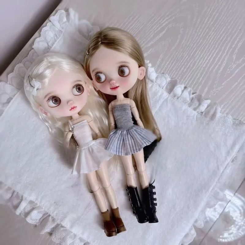 Customization Female Clothes Sweet Strapless Striped Dress Accessory Model Fit Blyth OB24 Azone 19 Doll Action Figures Body