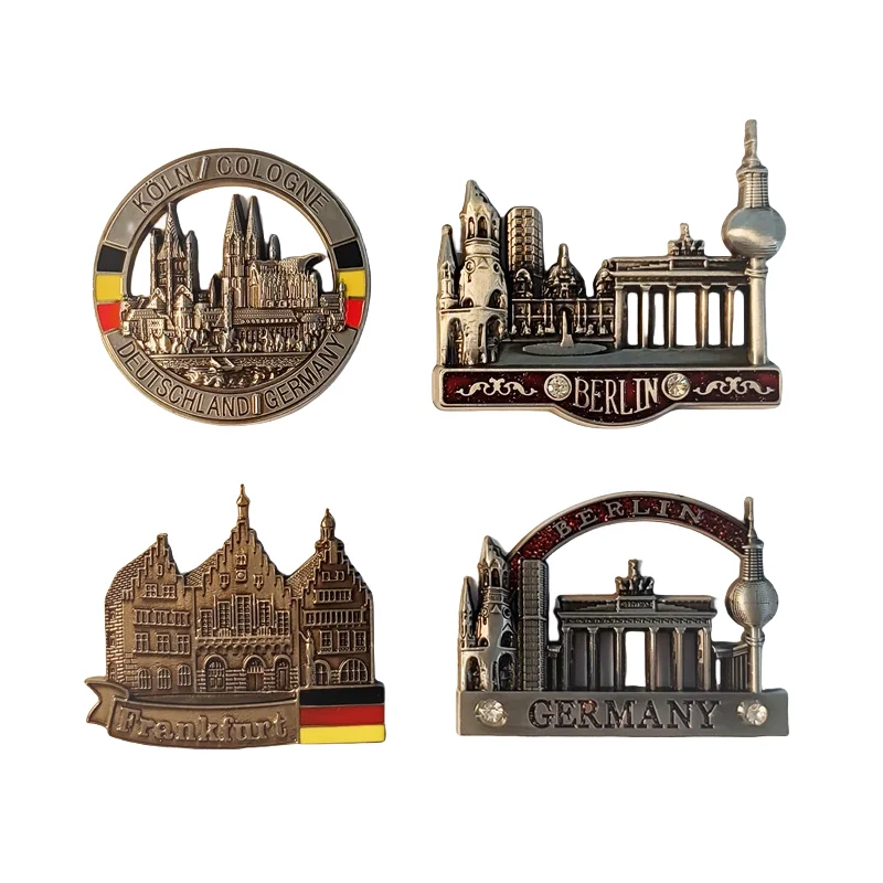 ألمانيا، بيرلين، فرنكفورت، كولونيا، مجسمة ثلاثية الأبعاد، هدايا تذكارية للسياحة، معدن، ديكور منزلي، مغناطيس الثلاجة