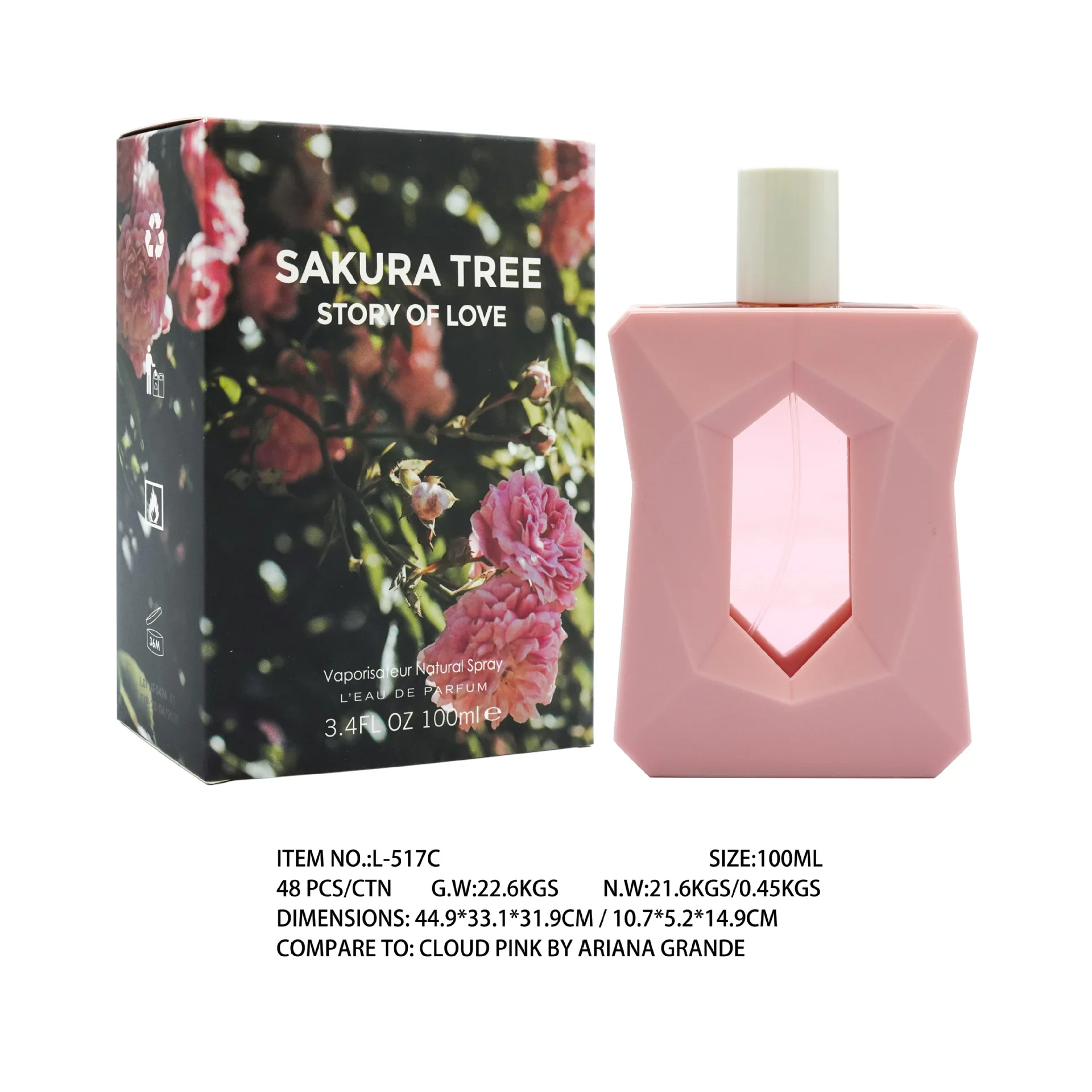 100ml Parfum Wanita Arab Dubai Pink Cloud Gourmand Eau De Parfum Parfum Wanita Elegan Aroma Floral Tahan Lama Semprotan