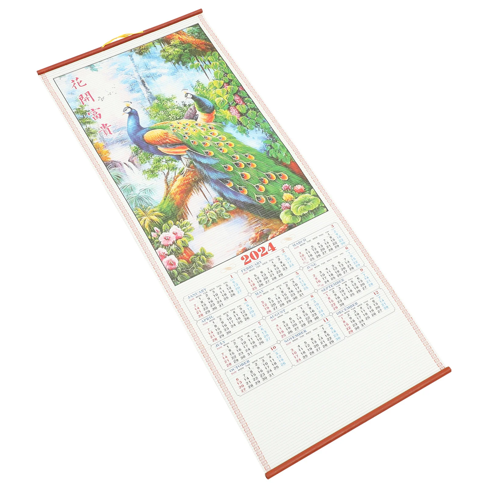 

2024 Chinese Wall Scroll Hanging Calendar Dragon Year Paper Calendar Zodiac Information Home Decor New Year Gift
