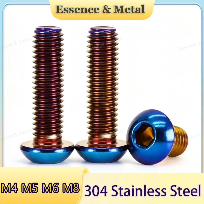 304 Stainless Steel Burnt Blue Round Head Hexagon Socket Screws M4 M5 M6 M8 Button Head Hexagon Socket Bolts Length: 6mm ~ 60mm