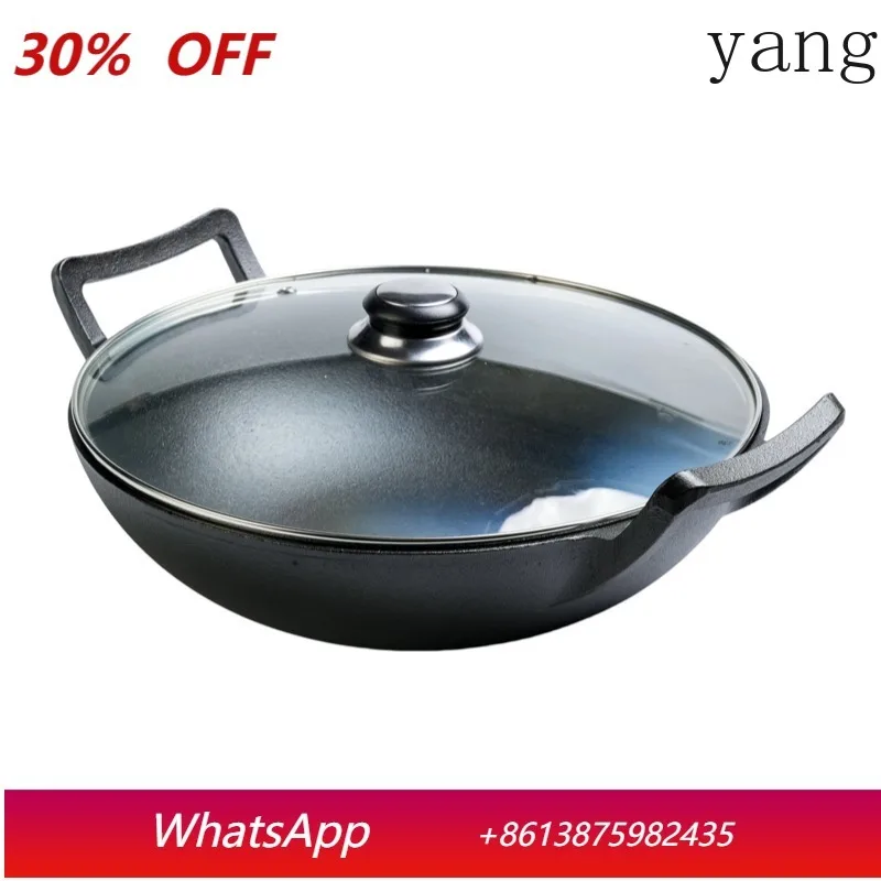 

YJQ cast iron flat bottom wok non-stick induction cooker universal pig iron wok
