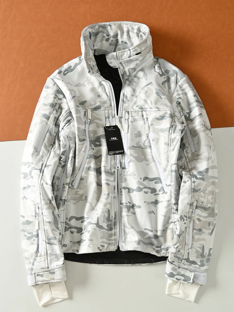 

Thiened Fce Windproof Stand Collar Soft ell Jaet Autumn Winter Men's Waterproof Outdoor Faion Ci Sle Jaet