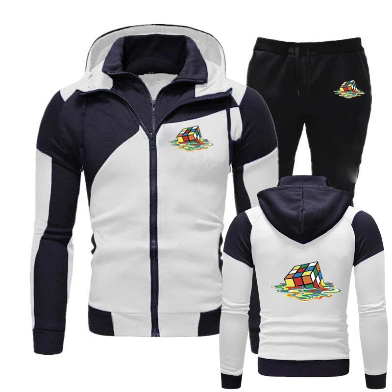 2025 Spring And Autumn Man's Anti Collision Shirt Zipper Hoodies Magic Square Logo Print Sports Comfortable Pants Suits