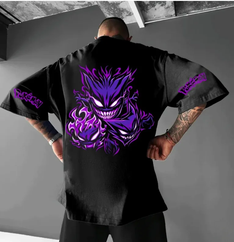 

2026 New Pokémon Collaboration Drop-Shoulder Style Japanese Streetwear Heavy Cotton Couple T-Shirt