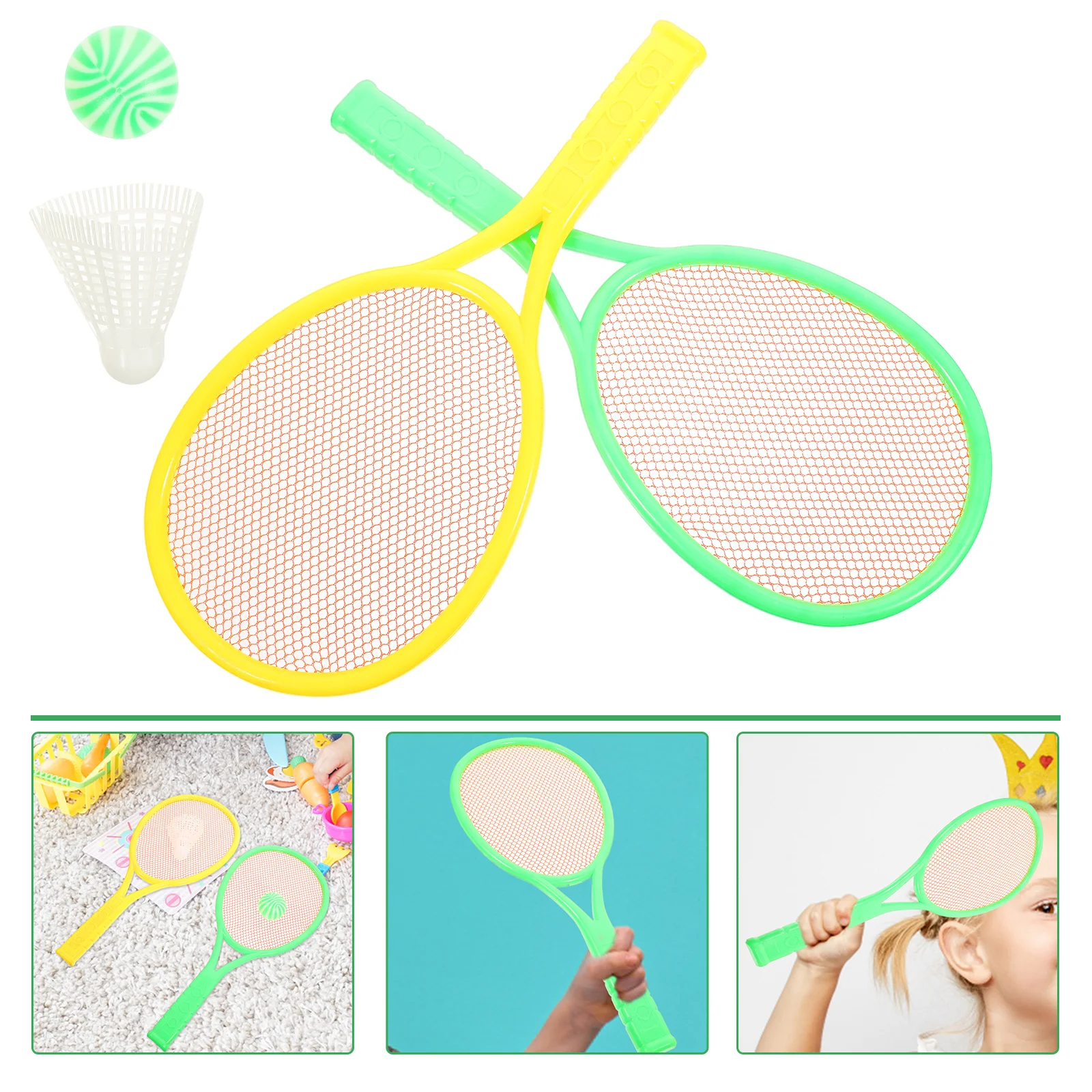 

Plastic Tennis Racket Set Outdoor Sports Parent- Interaction Hand-Eye Coordination Development Tool Badminton