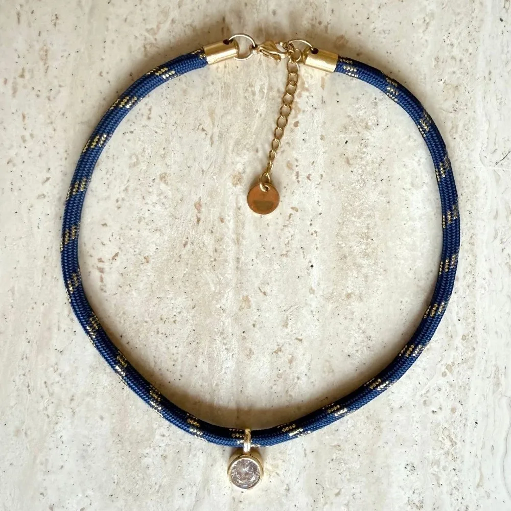Colorful Boho Striped Rope Chain Necklace Versatile Gold Plated Collar Necklace Luxury Adjustable Women's Necklace Party Wear