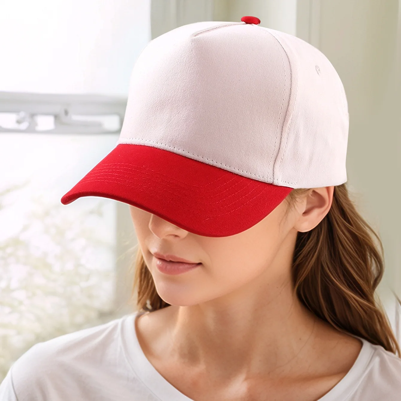 Neue farbblockierte Fünf-Panel-Baseballkappe für Damen, modischer und lässiger Sonnenhut für Herren, LKW-Fahrer-Kappe, trendig und vielseitig – Detail 27