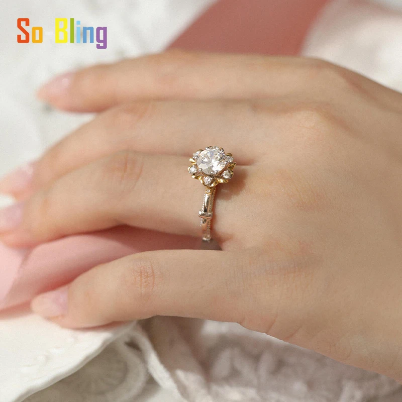 So-Bling 1ct 6.5 مللي متر مويسانيتي خواتم D VVS1 مع شهادة Gra 925 فضة خاتم الخطوبة الزواج للنساء مجوهرات #5