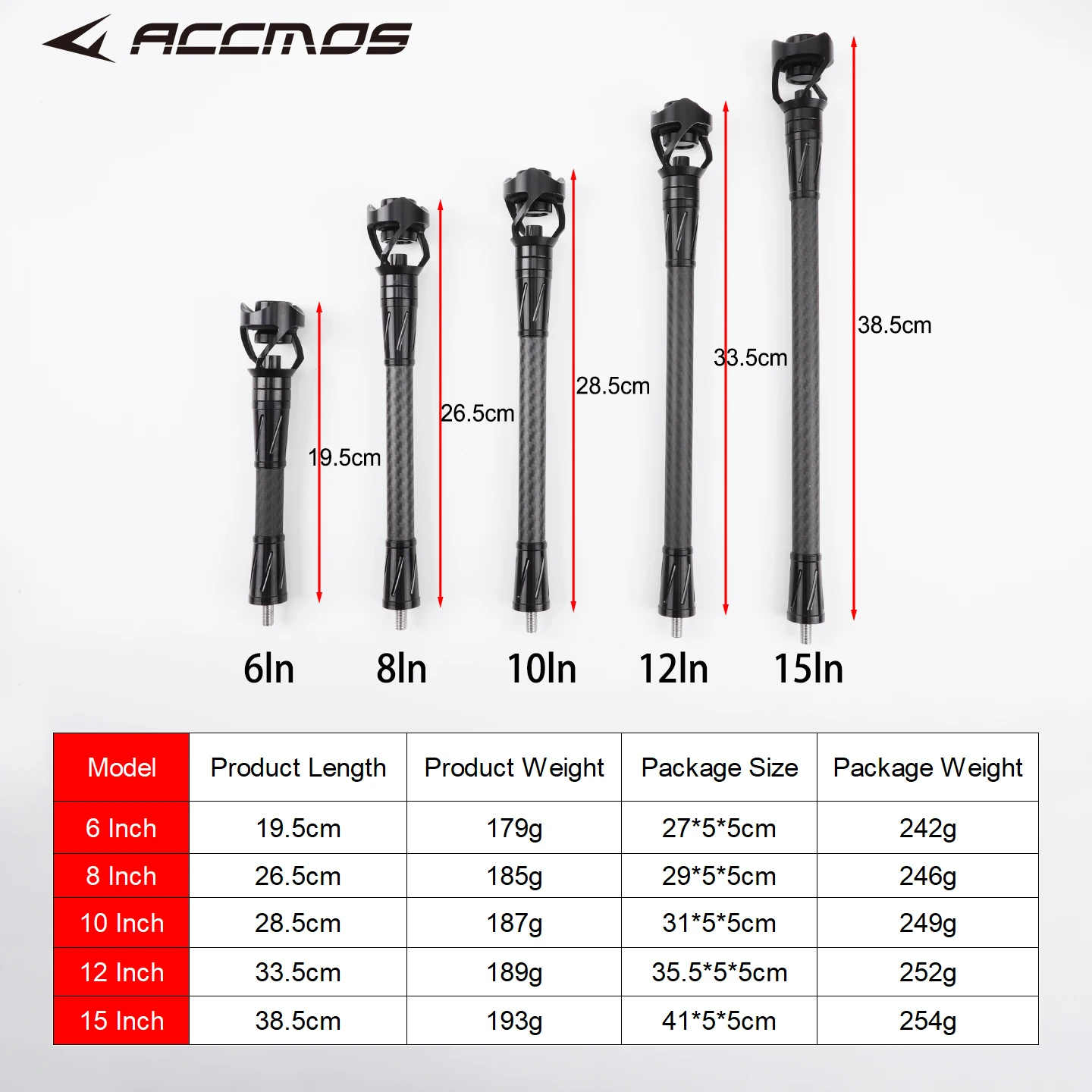 Archery Carbon Stabilizer Balance Bar Stabilizer 6\'\'/8\'\'/10\'\'/12\'\'/15\