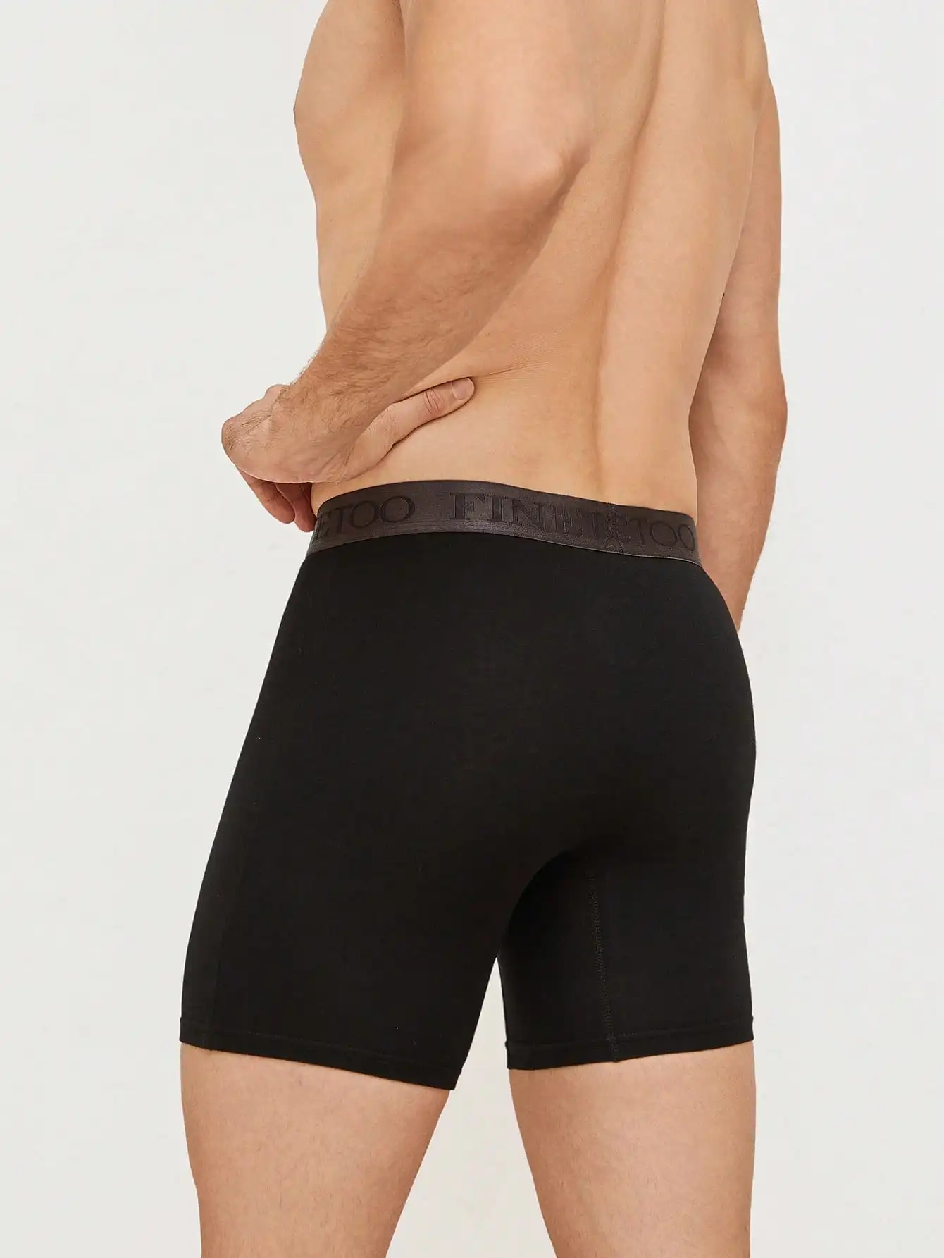 

Mens Solid Color Boxer Briefs With Patterned Waistband