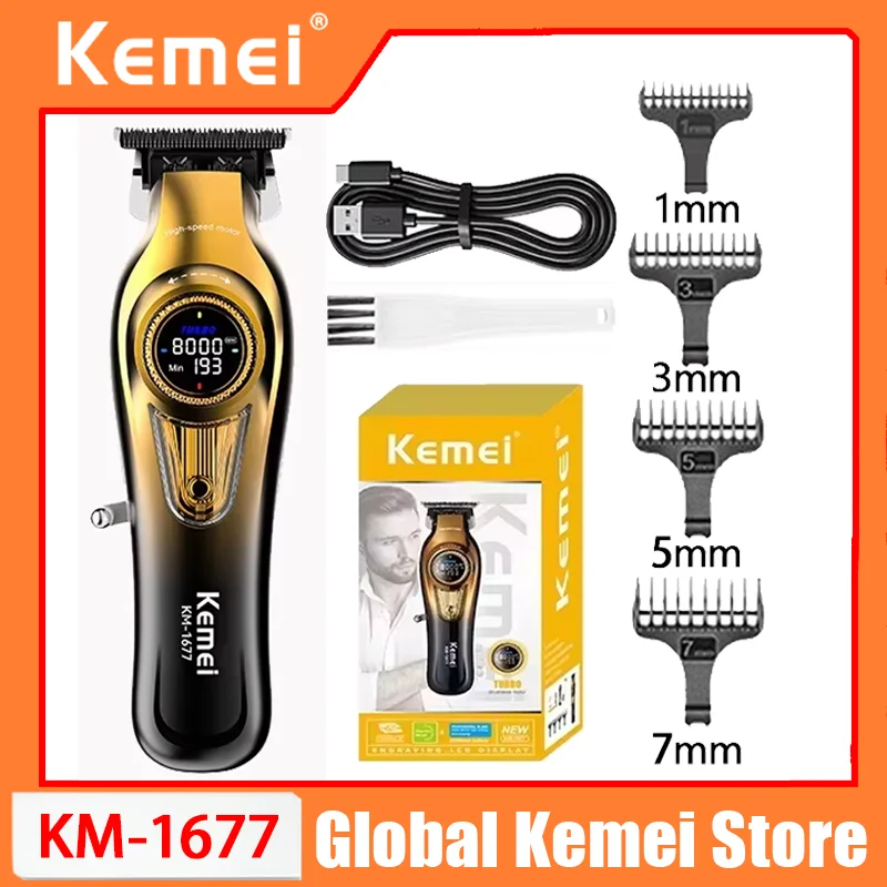 

KEMEI Professional Men Women's Gift Barber Shears Electric Barber Shears High Speed Motor LCD Screen USB Charging KM-1677