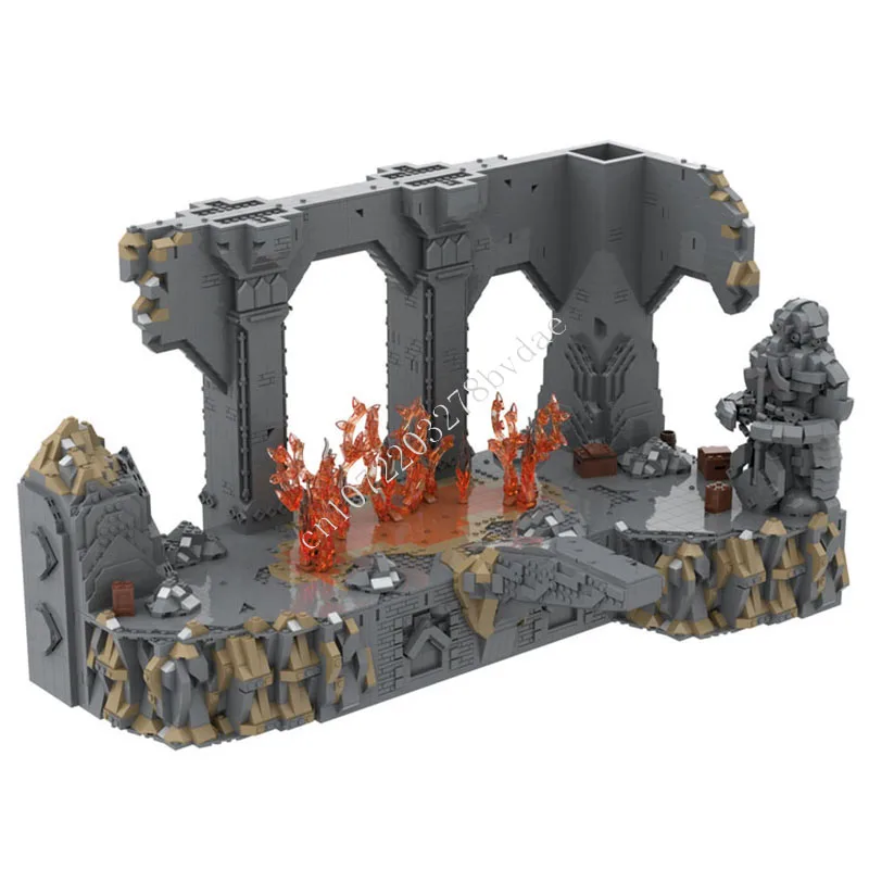 5508 PCS Lava Cave Stone Ruins Diorama Building Blocks Collectible Scene Display Model Gift Adult Hobbyists Birthday Table Decor