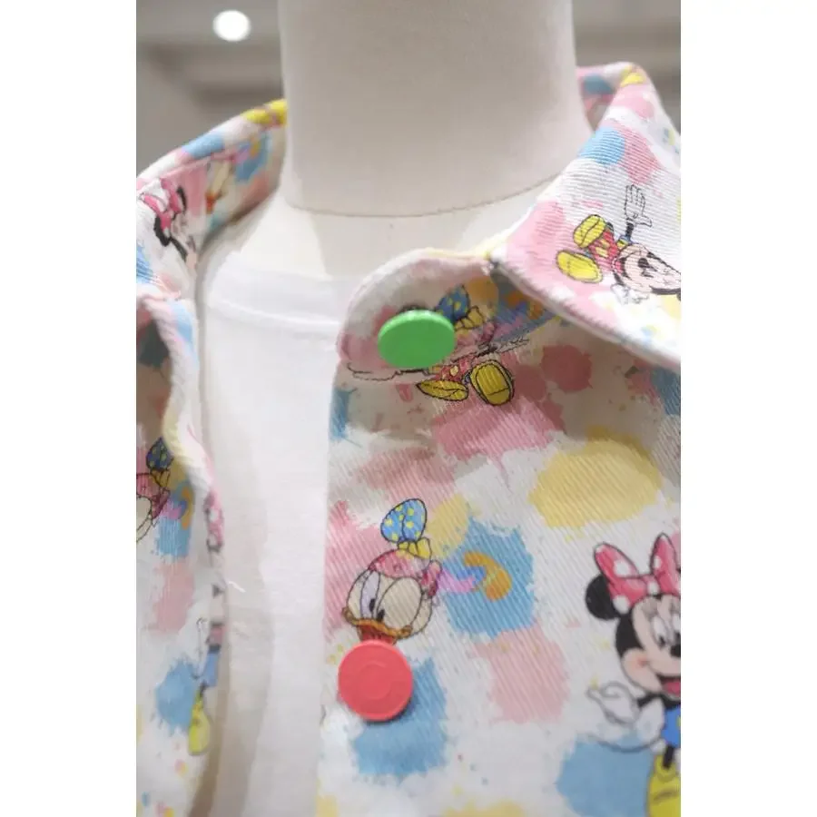 الحد من العمر المائية الكرتون Kawaii بلوزة 2025 جديد أوائل الربيع فضفاض متوسط وطويل غسلها القطن قميص دينيم سترة النساء