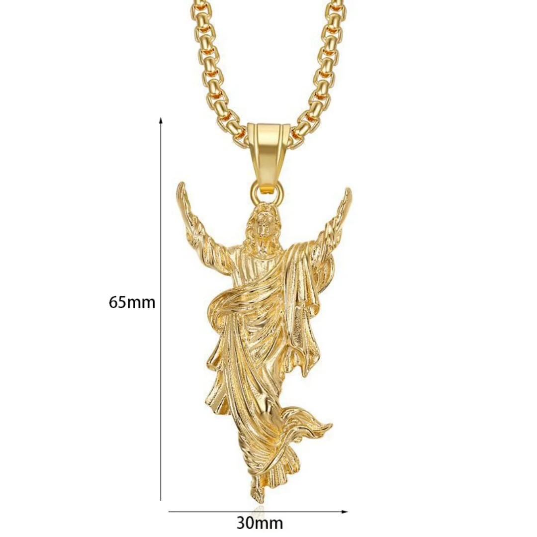 Religious Fashion Big Christ Jesus Head Pendant Male Gold Silver Color Stainless Steel Christian Belief Necklace for Man Jewelry