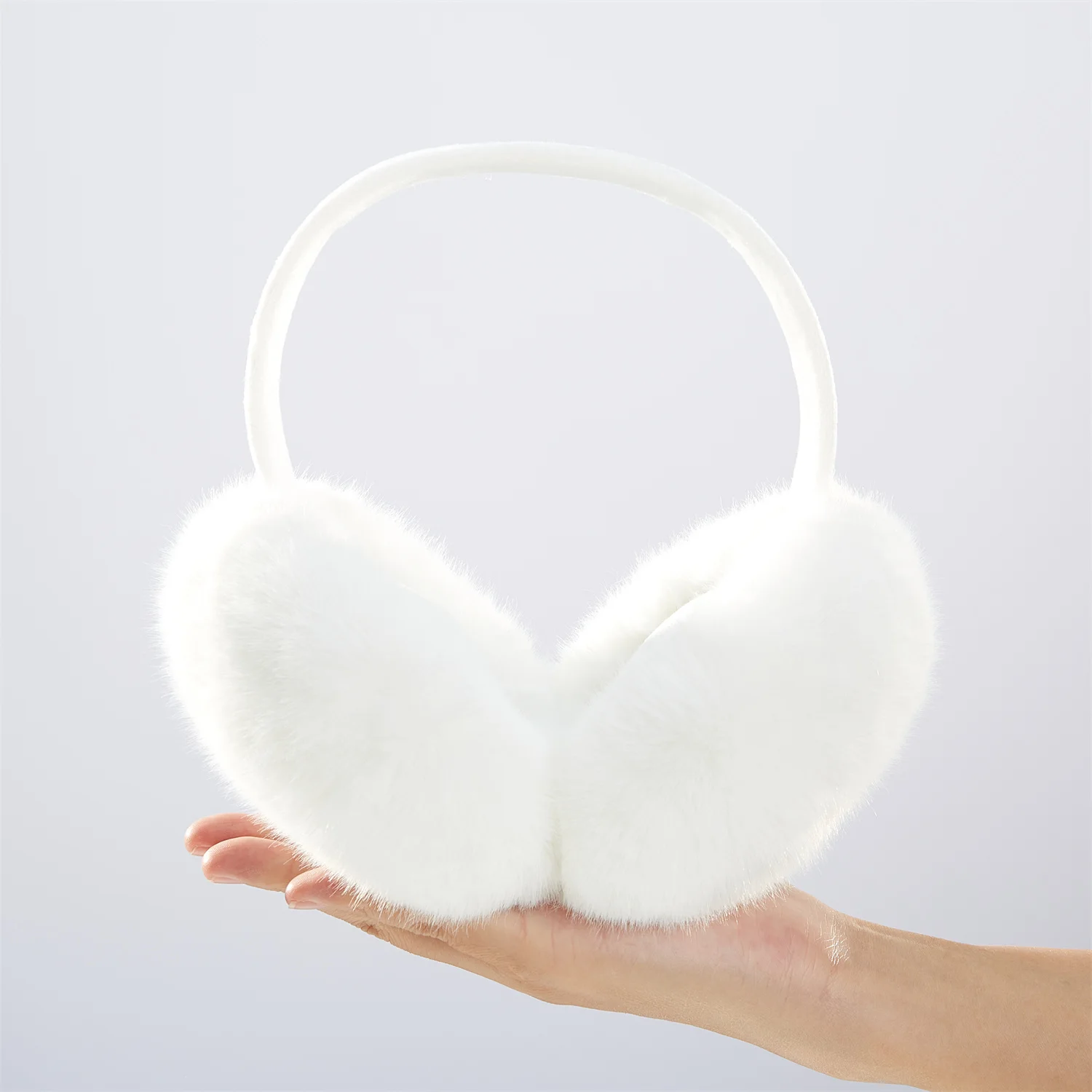 Anjj Classic White Earmuffs Winter Fashion Plush Warm Windproof Ear Muffs Imitation Rabbit Fur Man Woman Accessories