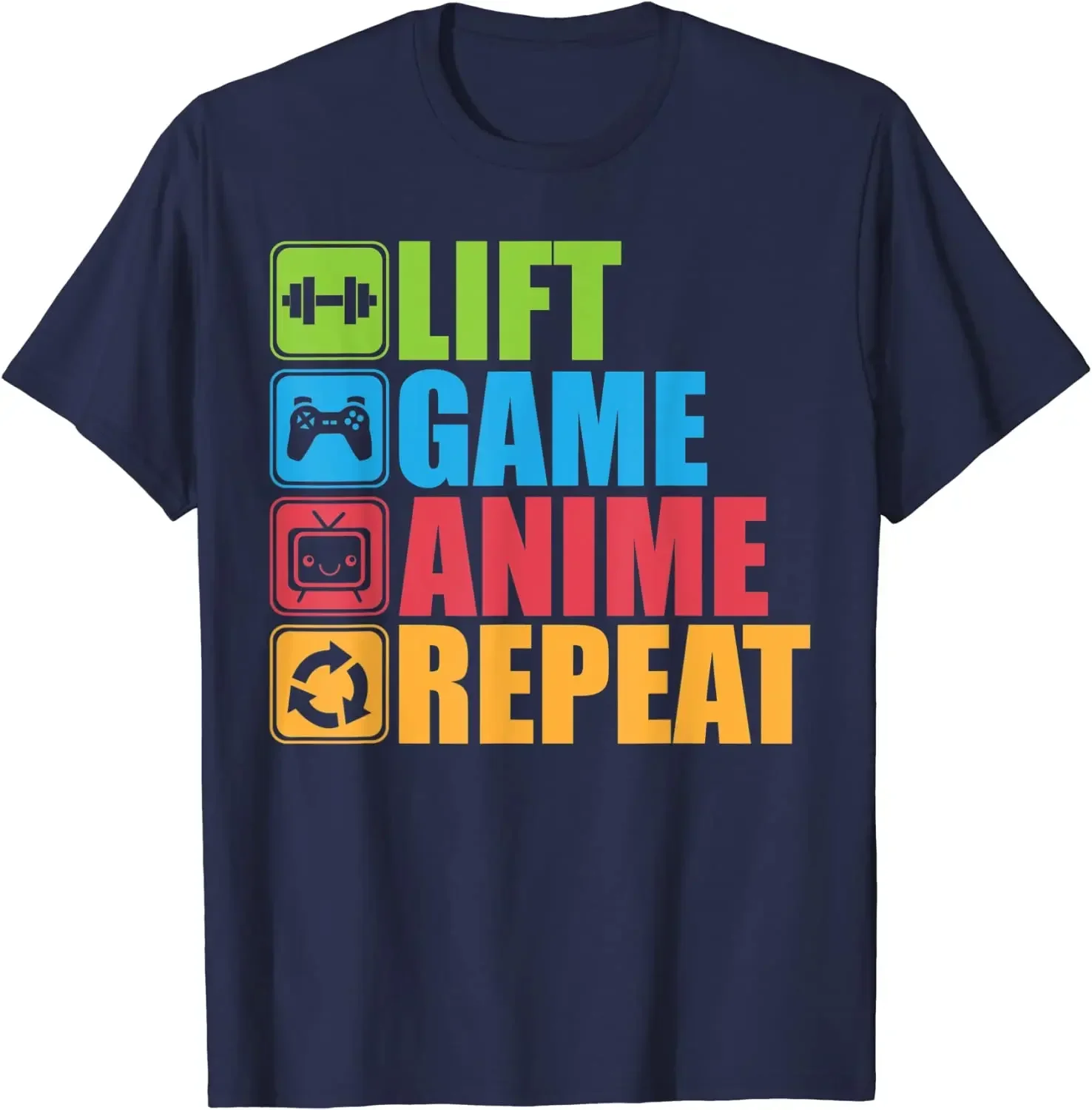 Lift Anime Game Repeat Gym T-Shirt for Men Women Game Lover Men Clothing T Shirt Men Streetwear Cotton Daily Four Seasons