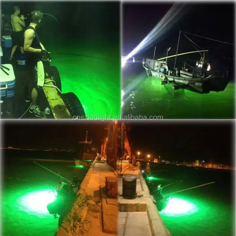 Lampu led ikan, aksesori lampu memancing di bawah air perahu dasar laut hijau 3000w led lampu banjir laut