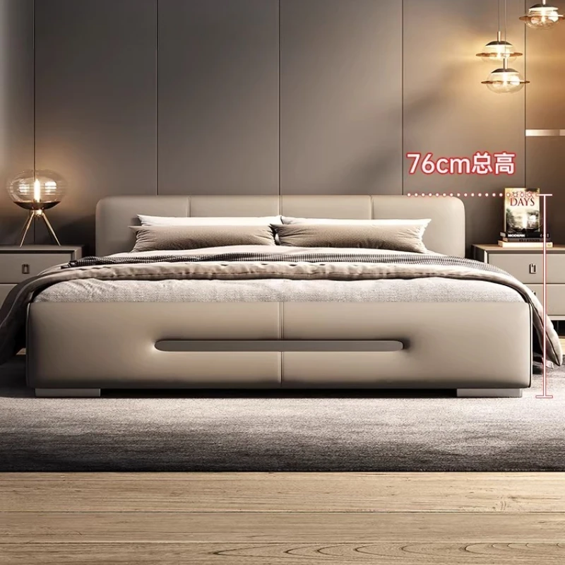 

Italian style genuine leather bedroom beds and bed frames 180x200cm Modern Luxury Double bed camas matrimoniales furniture