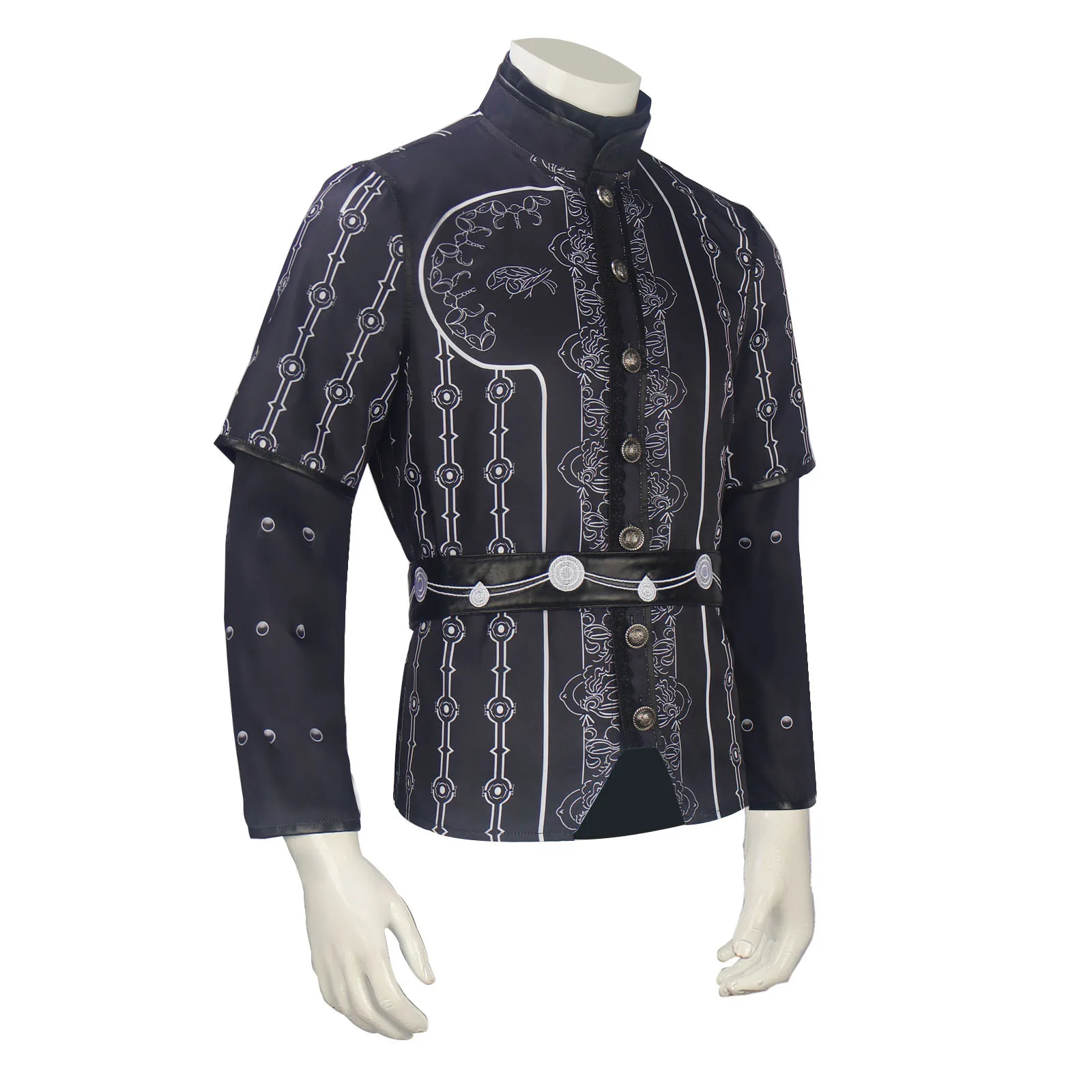 Medieval Renaissance Warrior Shirt for Men Gothic Style Short Sleeve Cos Costume High-Quality Gothic with Belt