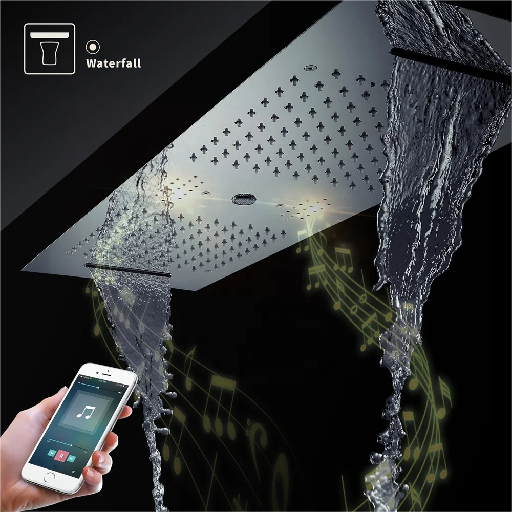 HIDEEP Music Led Shower 900x300mm Ceiling Mounted  Waterfall Rain Mist Thermostatic Led Shower Set System