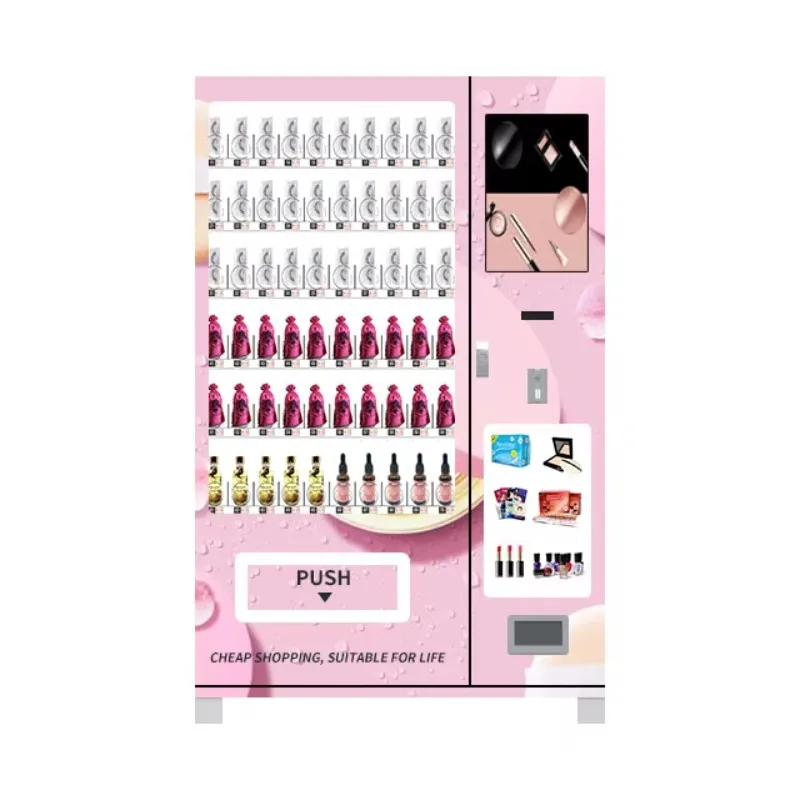 Customized Unattended Makeup Hairdressing Vending Machine 24 Hours Operation Pink Big Touch Screen for Human Hair Business