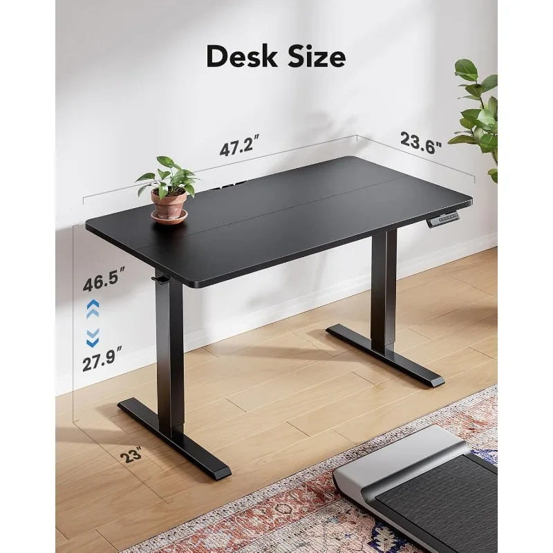 Electric Standing Desk Adjustable Height, 4 Memory Height Settings, Headphone Hook, Cable Manager, Sit Stand Up Desk