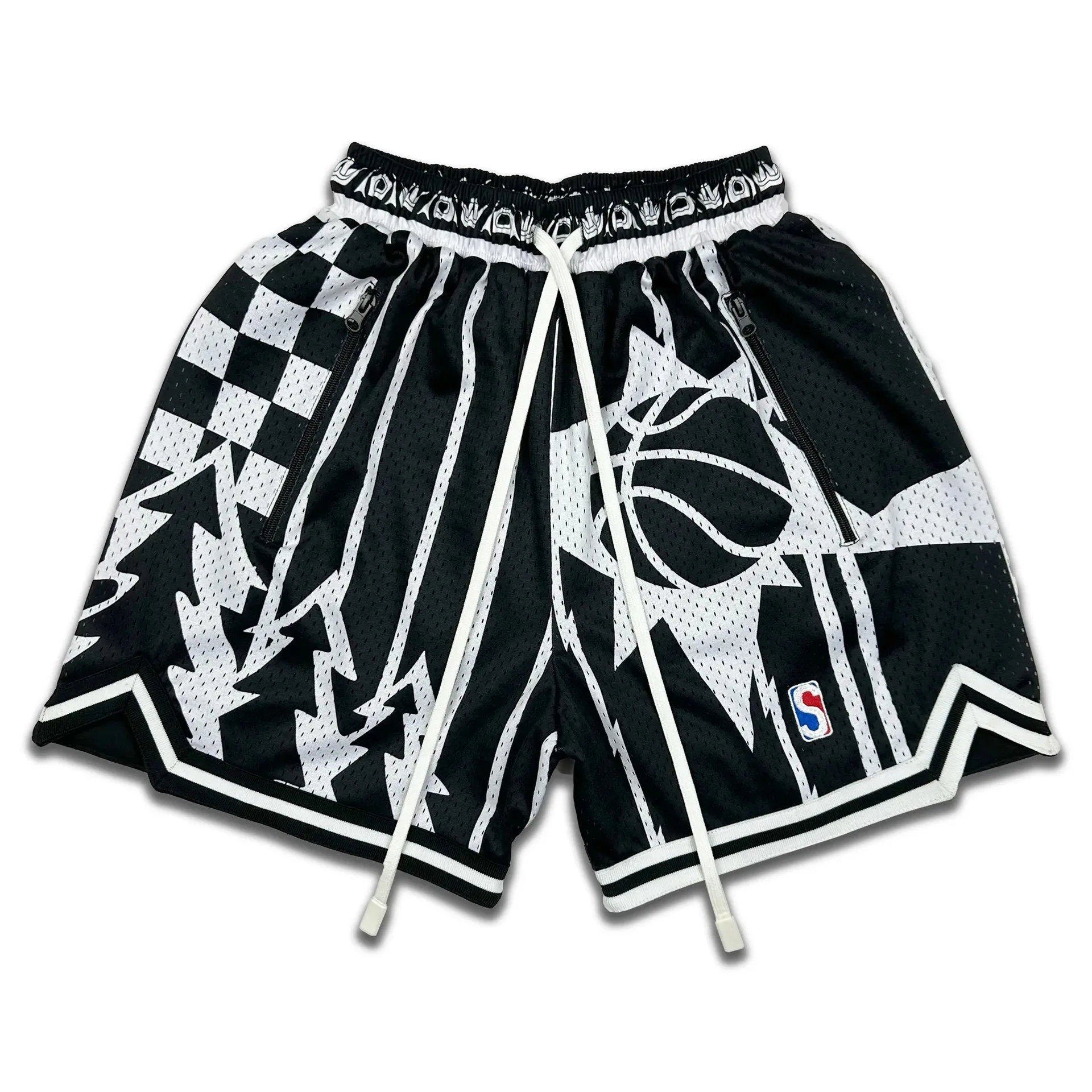 High Street Retro New Drawstring Basketball Shorts Men's Summer Outdoor Running Fitness But Knee Sports Quarter Pants